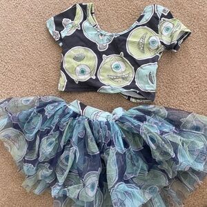 WRK Monster INC Print Crop Top and Tulle Skirt Set